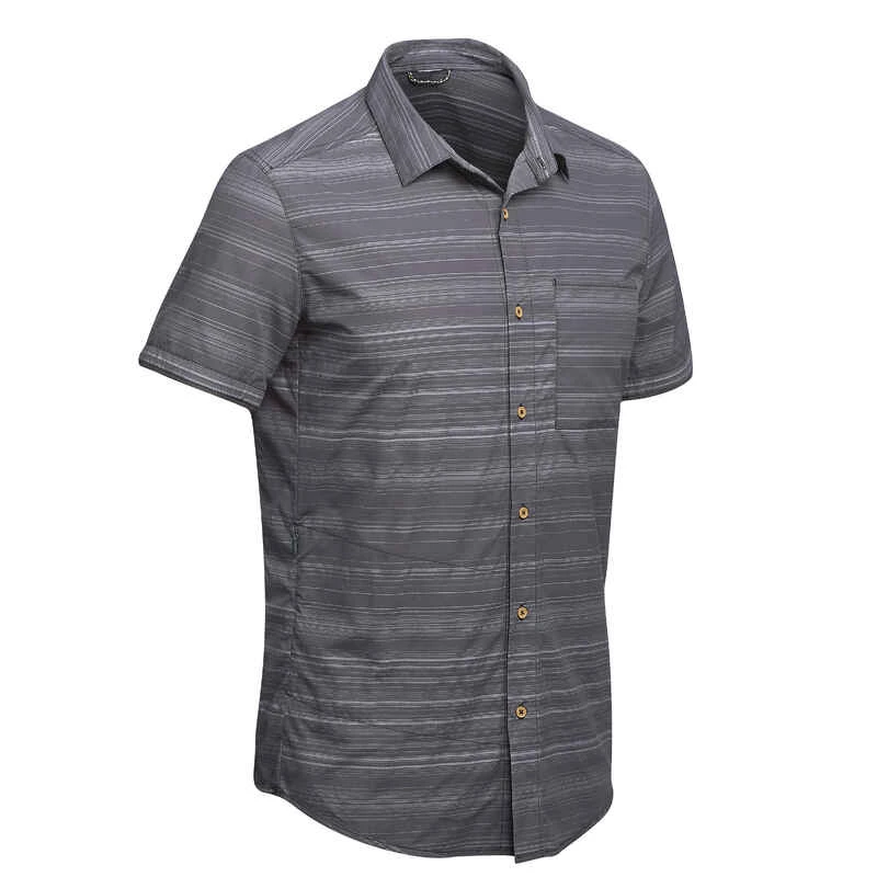 Chemise Manches Courtes TRAVEL100 Fresh Homme Rayée Gris 3 Chemise Manches Courtes TRAVEL100 Fresh Homme Rayée Gris