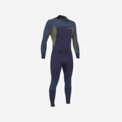 Combinaison SURF Homme Néoprène 3/2mm 500 Back Zip Bleu Kaki