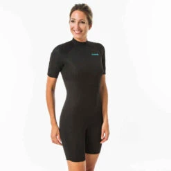 Shorty Surf Femme Néoprène Avec Mousse De 1,5mm Back Zip Noir