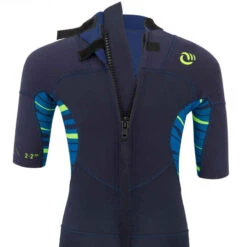 SHORTY 500 JUNIOR BOY -ProSportif Boutique combinaison surf shorty 500 stretch neoprene 2mm enfant bleu marine jaune 2