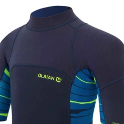 SHORTY 500 JUNIOR BOY -ProSportif Boutique combinaison surf shorty 500 stretch neoprene 2mm enfant bleu marine jaune 4