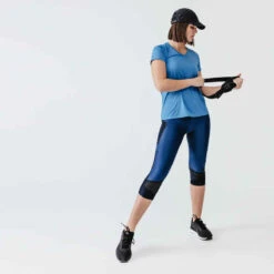 Kalenji Legging Court Running Respirant Femme - Dry+ Feel Bleu -ProSportif Boutique corsaire jogging femme run dry feel noir 7