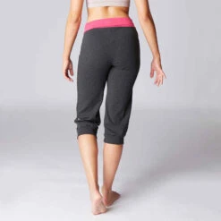CORSAIRE YOGA DOUX FEMME COTON ISSU DE L'AGRICULTURE BIOLOGIQUE GRIS / ROSE -ProSportif Boutique corsaire yoga doux femme coton issu de l agriculture biologique gris slash rose 3