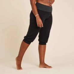 CORSAIRE COTON YOGA FEMME ECO-CONCU NOIR / GRIS -ProSportif Boutique corsaire yoga doux femme eco concu noir slash gris 2