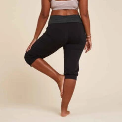 CORSAIRE COTON YOGA FEMME ECO-CONCU NOIR / GRIS -ProSportif Boutique corsaire yoga doux femme eco concu noir slash gris 3
