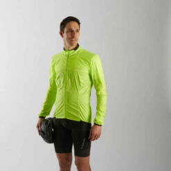 COUPE-VENT VELO ROUTE MANCHES LONGUES HOMME - RACER ULTRA-LIGHT JAUNE -ProSportif Boutique coupe vent manche longue ultra light velo route homme jaune 9