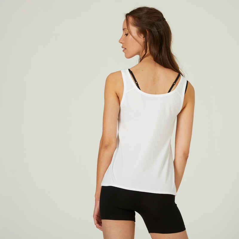 Débardeur Fitness Femme - 100 Blanc 4 Débardeur Fitness Femme - 100 Blanc – Image 2