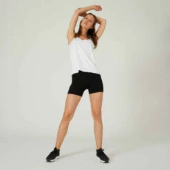 Débardeur Fitness Femme - 100 Blanc 12 Débardeur Fitness Femme - 100 Blanc -ProSportif Boutique debardeur 100 coupe droite 100 coton fitness blanc 4