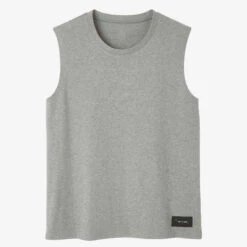 Débardeur Fitness Homme Col Rond Droit Coton - 500 Cosmeto Gris Chiné Extensible -ProSportif Boutique debardeur fitness homme col rond droit coton 500 cosmeto gris chine extensible 3