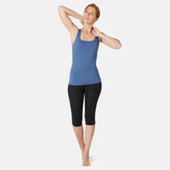 Débardeur Fitness Femme Dos En X Slim Coton - 500 Bleu D'orage -ProSportif Boutique debardeur gym femme 500 rose pale chine 2