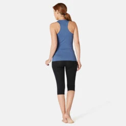 Débardeur Fitness Femme Dos En X Slim Coton - 500 Bleu D'orage -ProSportif Boutique debardeur gym femme 500 rose pale chine 3