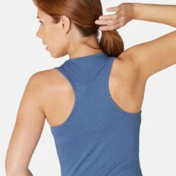 Débardeur Fitness Femme Dos En X Slim Coton - 500 Bleu D'orage -ProSportif Boutique debardeur gym femme 500 rose pale chine 4