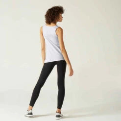 Débardeur Fitness Femme Col Rond Droit Coton - 100 Blanc Glacier -ProSportif Boutique debardeur regular 100 femme noir 2