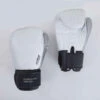 GANTS MUAY-THAÏ CUIR 500 BLANC/ARGENT -ProSportif Boutique gants muay thai cuir 500 blancslashargent