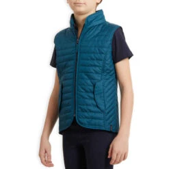 Doudoune Sans Manche équitation Enfant 100 Bleu Pétrole -ProSportif Boutique gilet sans manche equitation enfant 100 noir 3