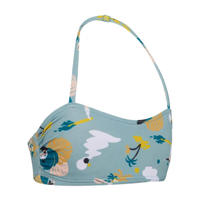 HAUT DE MAILLOT DE BAIN BANDEAU FILLE 100 KAKI 7 HAUT DE MAILLOT DE BAIN BANDEAU FILLE 100 KAKI – Image 5