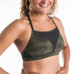 Haut De Maillot De Bain Brassière Femme Double Réglage Plat ELISE PAILLETEE OR -ProSportif Boutique haut de maillot de bain brassiere femme double reglage plat elise pailletee or 2