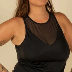 HAUT DE MAILLOT DE BAIN TANKINI MAI UNI NOIR COQUES AMOVIBLES -ProSportif Boutique haut de maillot de bain tankini mai uni noir coques amovibles 4