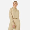 Sweat à Capuche Crop Fitness Femme - 520 Beige -ProSportif Boutique hoodie 520 cropped a capuche majorite coton fitness beige