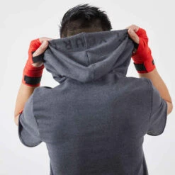 HOODIE DE BOXE AVEC CAPUCHE 100 HOMME GRIS -ProSportif Boutique hoodies mslashc de boxe a capuche 100 gris 3