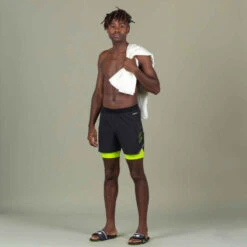 Jammer-Short De Natation Homme 500 Fiti - Noir / Jaune / Beige -ProSportif Boutique jammer short de natation homme 500 fiti noir slash jaune slash beige 8