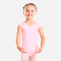 Justaucorps Danse Classique Rose Pale Manches Courtes Fille -ProSportif Boutique justaucorps danse classique rose manches courtes fille 2