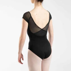 Justaucorps De Danse Classique Manches Courtes Voile Noir. -ProSportif Boutique justaucorps de danse classique manches courtes voile noir 2