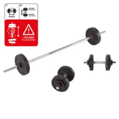 CORENGTH Kit Haltères Et Barres 50 Kg Musculation