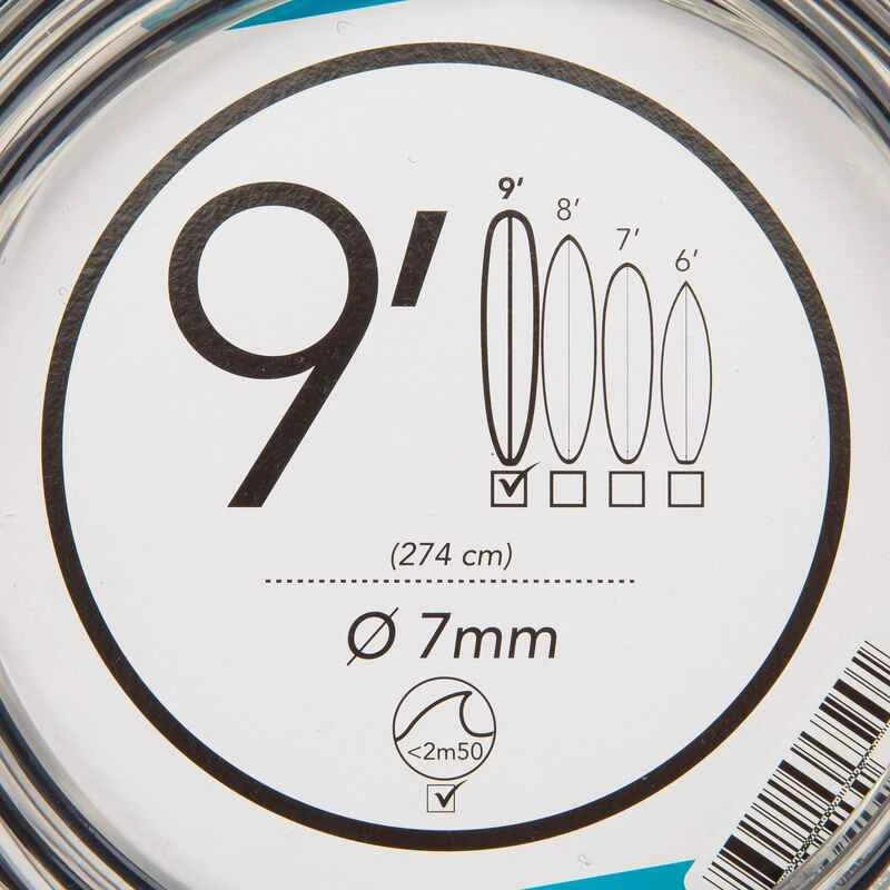 Leash Surf Longboard 9' (275 Cm ) Diamètre 7 Mm Noir 8 Leash Surf Longboard 9' (275 Cm ) Diamètre 7 Mm Noir – Image 6