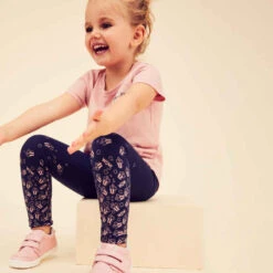 Legging Enfant Coton - Basique Bleu/Rose Avec Motifs -ProSportif Boutique legging 100 baby gym fille rose aop 3