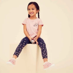 Legging Enfant Coton - Basique Bleu/Rose Avec Motifs -ProSportif Boutique legging 100 baby gym fille rose aop 4