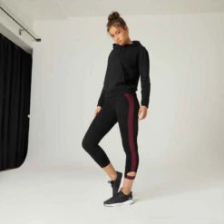 Legging Fitness 7/8 Coton Extensible Respirant Femme - Noir Bordeaux 12 Legging Fitness 7/8 Coton Extensible Respirant Femme - Noir Bordeaux -ProSportif Boutique legging 7slash8 510 femme vert avec motif 2