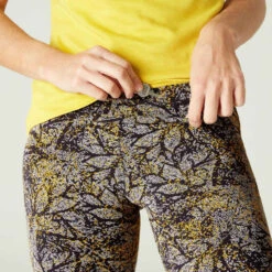 Legging Fitness 7/8 Coton Extensible Avec Mesh Femme - Jaune 18 Legging Fitness 7/8 Coton Extensible Avec Mesh Femme - Jaune -ProSportif Boutique legging coton extensible fitness taille haute avec mesh jaune avec imprime 5