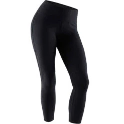 Legging Court De Sport Taille Haute 520 Femme 7/8 En Coton Noir