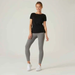 Legging 7/8 Fitness Femme - Fit+ Gris -ProSportif Boutique legging de sport 7slash8 500 femme gris chine 2