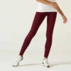 Legging Fitness Long Coton Extensible Femme - Fit+ Bordeaux Avec Imprimé -ProSportif Boutique legging sport taille haute fit 500 femme en coton noir printe