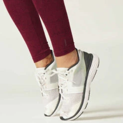 Legging Fitness Long Coton Extensible Femme - Fit+ Bordeaux Avec Imprimé -ProSportif Boutique legging sport taille haute fit 500 femme en coton noir printe 5