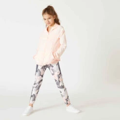 Legging Fille Synthétique Respirant - S500 Gris Et Rose Avec Imprimé -ProSportif Boutique legging synthetique respirant s500 fille gym enfant gris imprime rose 3