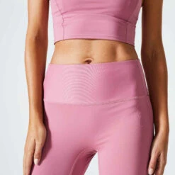 Legging Taille Haute Court Et Gainant Fitness Cardio Femme Rose -ProSportif Boutique legging taille haute court et gainant fitness cardio femme rose 2