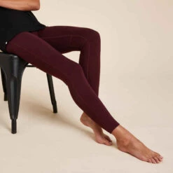 LEGGING TECH COTON YOGA FEMME ECO-CONCU BORDEAUX -ProSportif Boutique legging tech yoga doux eco concu femme bordeaux 2