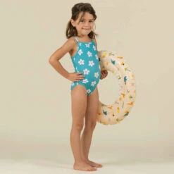Maillot De Bain Bébé Fille Une Pièce Bleu Avec Imprimé Fleurs -ProSportif Boutique maillot de bain bebe fille une piece bleu avec imprime fleurs 4