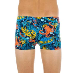 Boxer De Bain Natation Garçon - Fitib - Bleu Marine / Rouge Vermillon / Miel -ProSportif Boutique maillot de bain boxer garcon 500 fitib all robot vert bleu 3
