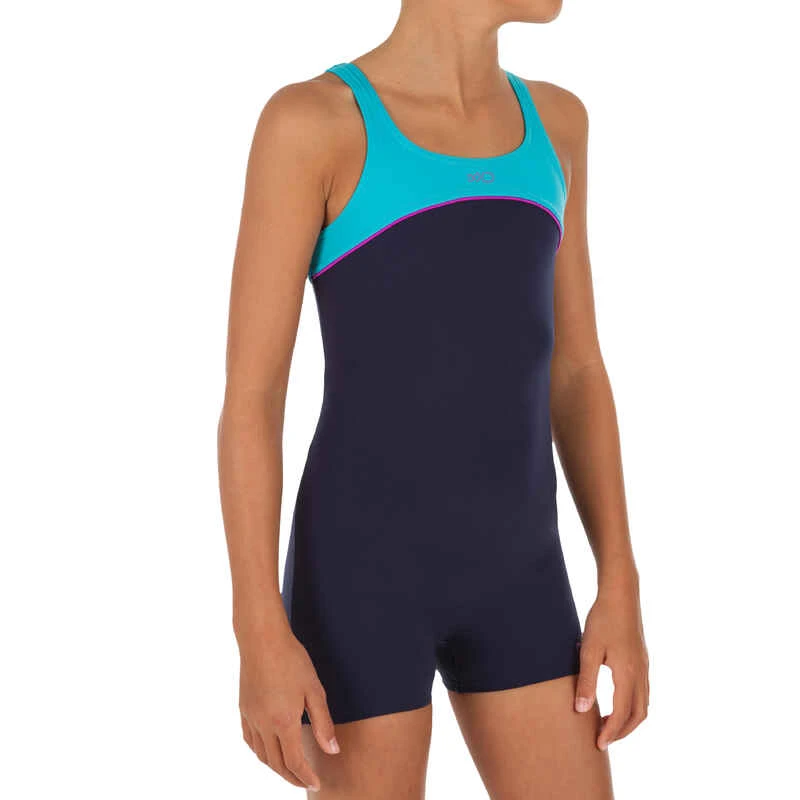 Maillot De Bain De Natation Fille Une Pièce Taïs Shorty Bleu 3 Maillot De Bain De Natation Fille Une Pièce Taïs Shorty Bleu
