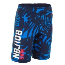 MAILLOT DE BAIN NATATION GARÇON SWIMSHORT 100 LONG ALL LIA BLEU NBJI
