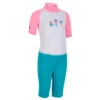 Combinaison De Natation Anti UV Bébé / Enfant Manches Courtes Rose Imprimé 1 Combinaison De Natation Anti UV Bébé / Enfant Manches Courtes Rose Imprimé -ProSportif Boutique maillot de bain shorty anti uv bebe manches courtes blanc bleu et rose imprime