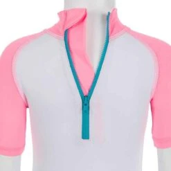 Combinaison De Natation Anti UV Bébé / Enfant Manches Courtes Rose Imprimé -ProSportif Boutique maillot de bain shorty anti uv bebe manches courtes blanc bleu et rose imprime 3