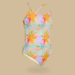 MAILLOT DE BAIN 1 PIECE FILLE 100 MIXLIFE JAUNE