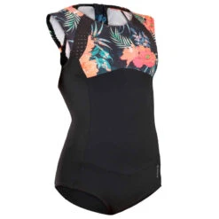 Maillot De Bain 1 Pièce NOIR ROUGE MANLY 900 -ProSportif Boutique maillot de bain surf fille noir rouge manly 900 1