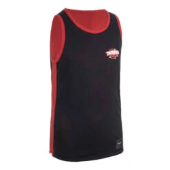 MAILLOT SANS MANCHE DE BASKETBALL REVERSIBLE GARCON/FILLE NOIR ROUGE DUNKE T500R -ProSportif Boutique maillot de basketball reversible garconslashfille confirmee gris noir clev t500r 3