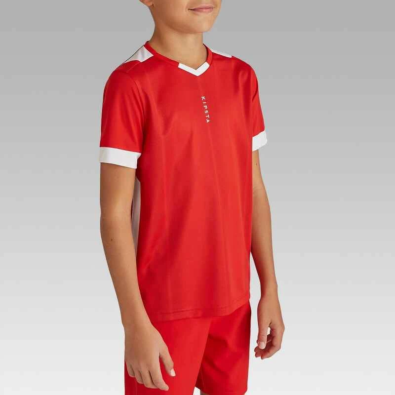 Kipsta Maillot De Football Enfant Manche Courte F500 Rouge Et Blanc 5 Kipsta Maillot De Football Enfant Manche Courte F500 Rouge Et Blanc – Image 3